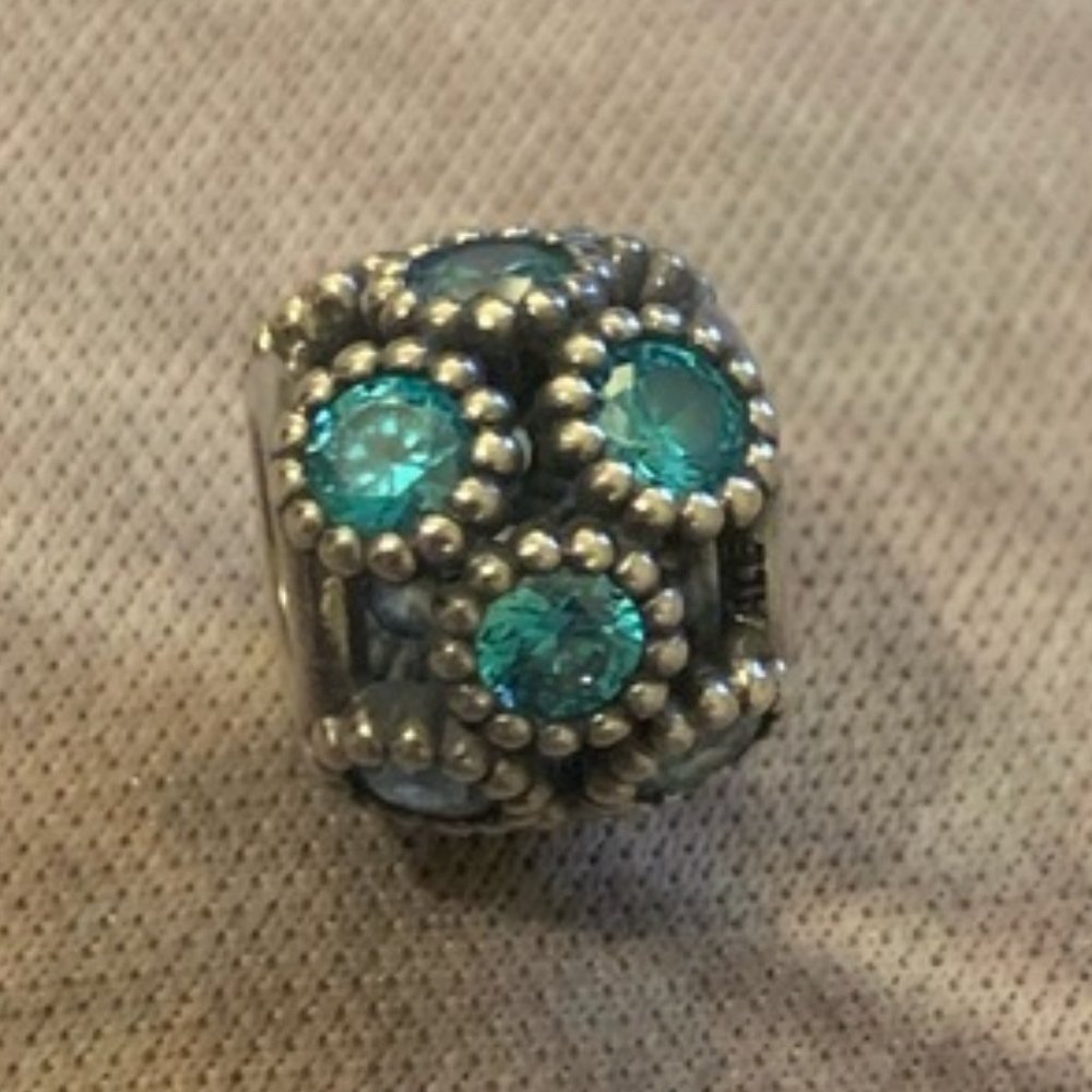 Blue pandora silver charm studded lights cz